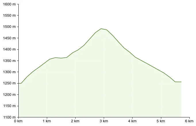 Höhenprofil zu Teufelstein – vom Zellerkreuz als Schneeschuhwanderung