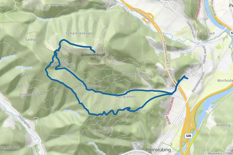 Karte mit Route zu Gamskogel – Bärenhöhle – Schartnerkogel Rundweg