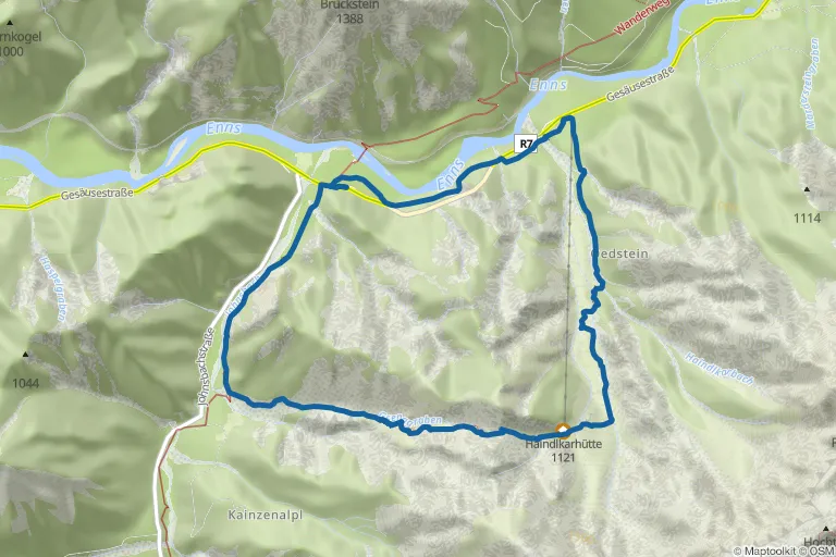 Karte mit Route zu Haindlkarhütte über die Gsengscharte – Rundwegwanderung