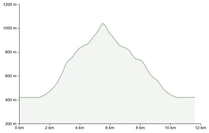 Höhenprofil zu Auf den Haneggkogel (1.088 m) von Frohnleiten