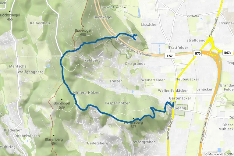 Karte mit Route zu Schloss St. Martin Wanderung über den Kehlberg