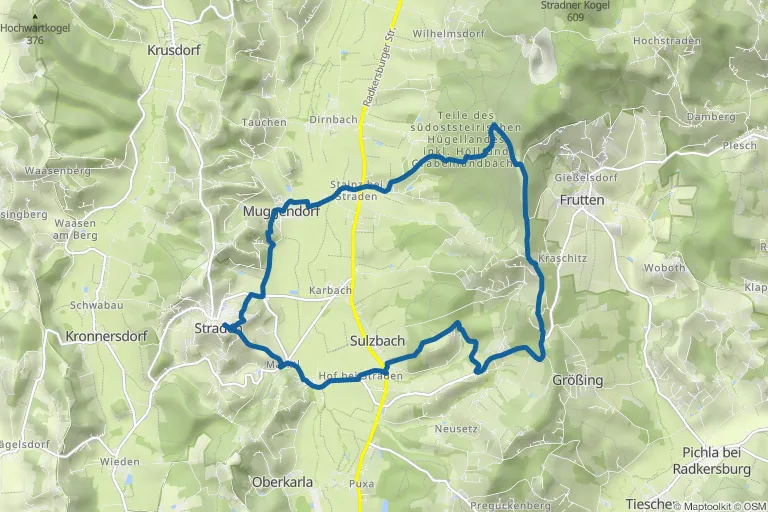 Karte mit Route zu Straden: Auf den Spuren der Vulkane  – Um die Mitte