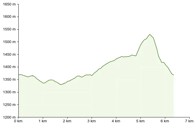 Höhenprofil zu Plankogel (1.346 m) – Rundweg mit Schneeschuhen auf der Sommeralm