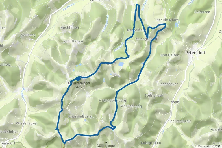 Karte mit Route zu Zwischen Fehring und Kapfenstein – Auf den Spuren der Vulkane