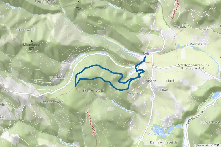 Karte mit Route zu Rein in den Wald – ein Erlebnispfad