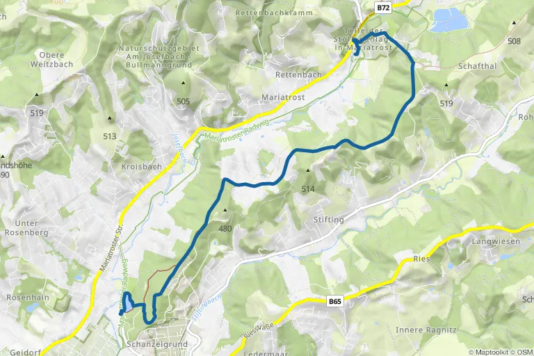 Karte mit Route zu Leechwald – zwischen Hilmteich & Mariatrost