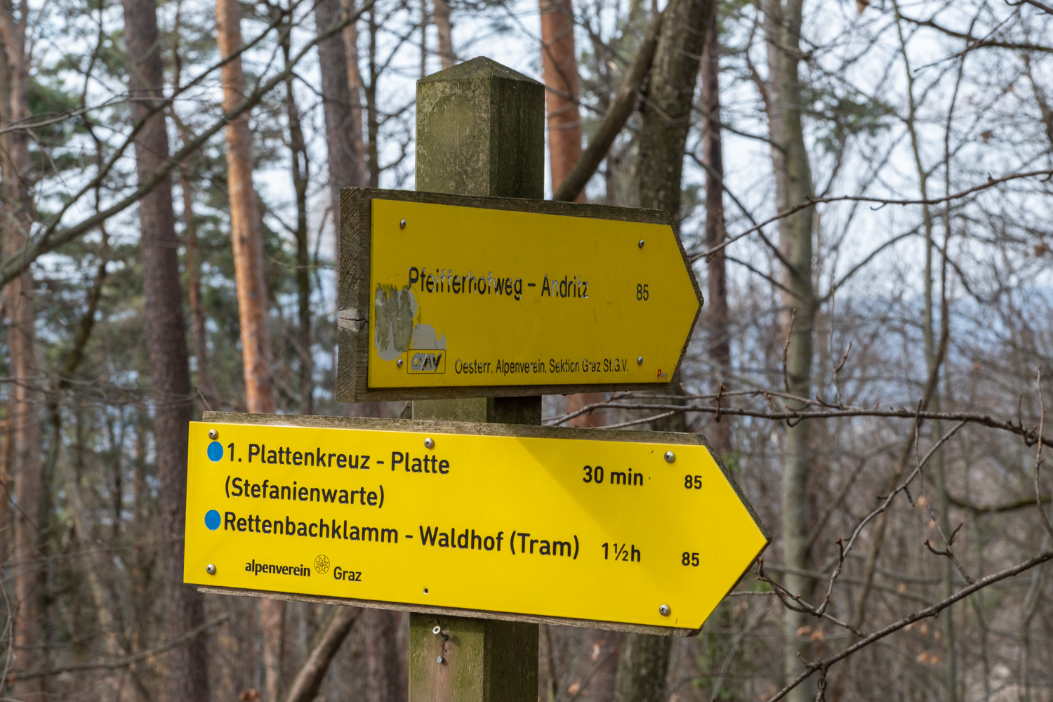 Über die Platte zur Stephanienwarte 8 9 wegweiser platte graz