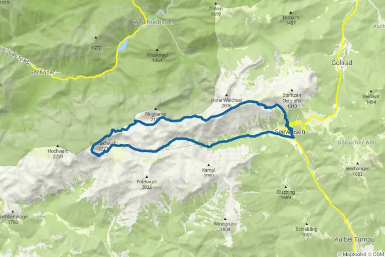 Karte mit Route zu Den Hochschwab an einem Tag erwandern